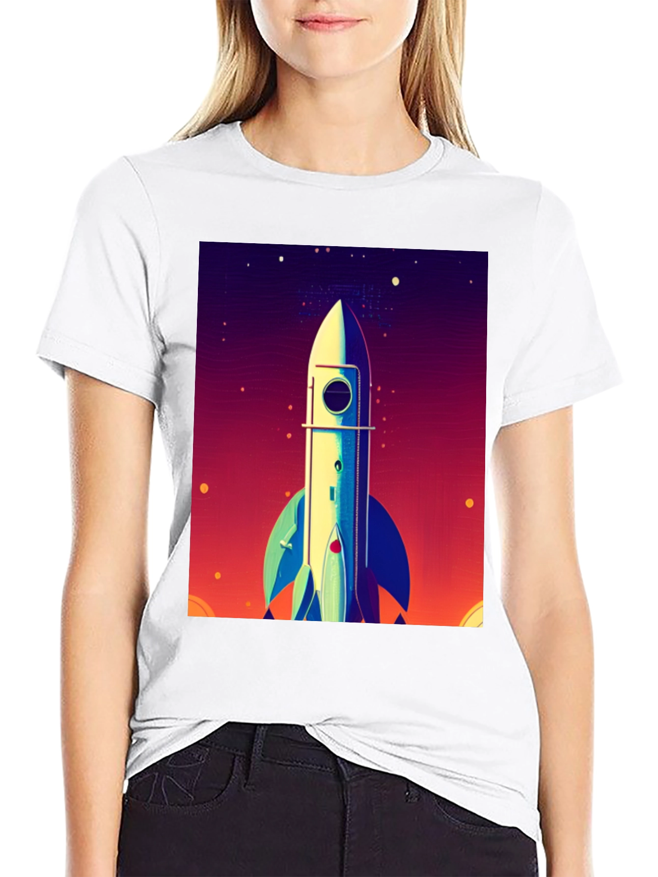 Black Rocket Launch Graphic Tee - Space Adventure Shirt view 9