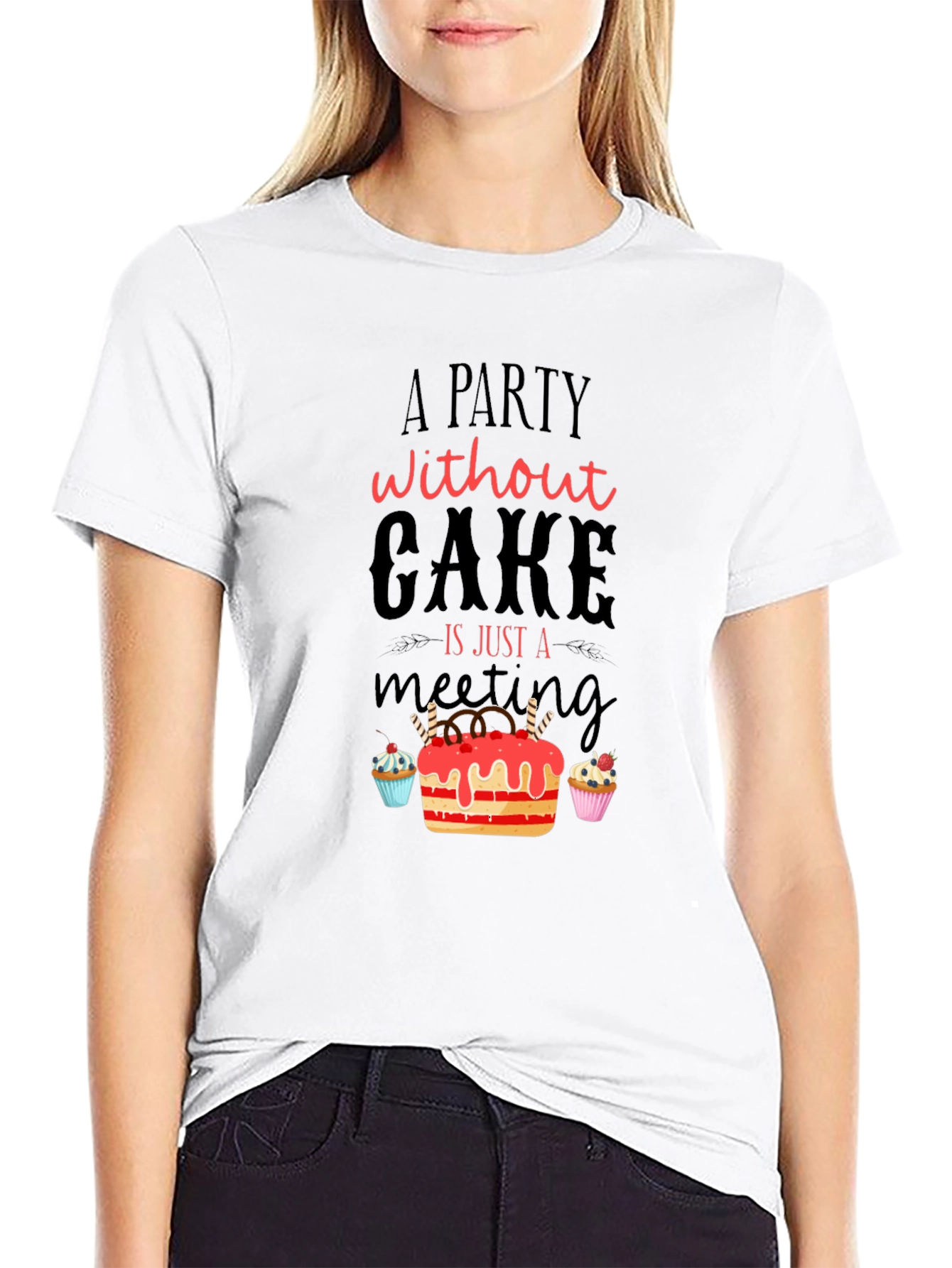Black Party Without Cake T-Shirt - Funny Dessert Tee view 9