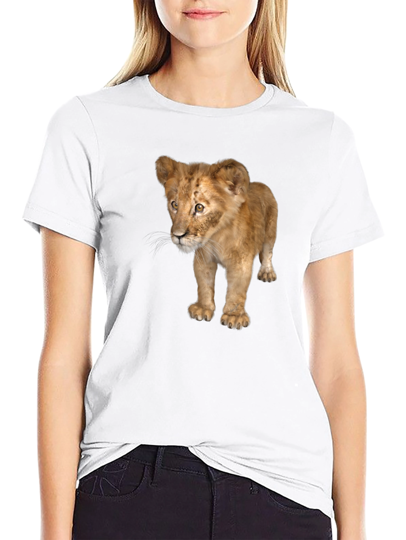 Black Lion Cub Graphic Tee - Unisex Black T-Shirt view 9