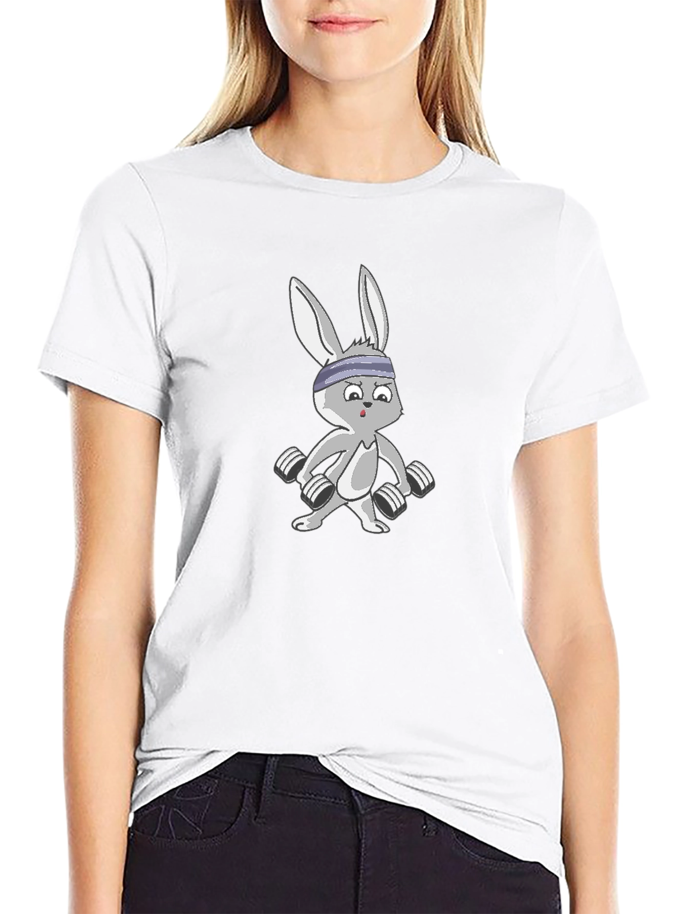 Black Funny Bunny Weights Black T-Shirt view 9