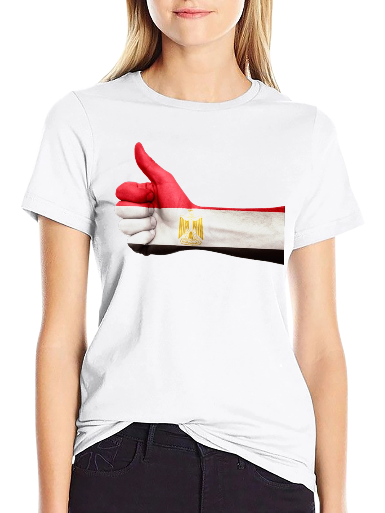 Black Egypt Flag Hand Thumbs Up T-Shirt view 9