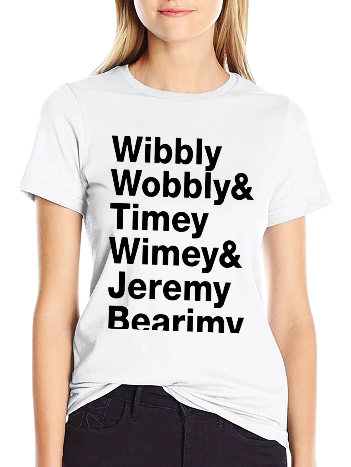 Black Wibbly Wobbly Timey Wimey & Jeremy Bearimy Black T-Shirt view 9