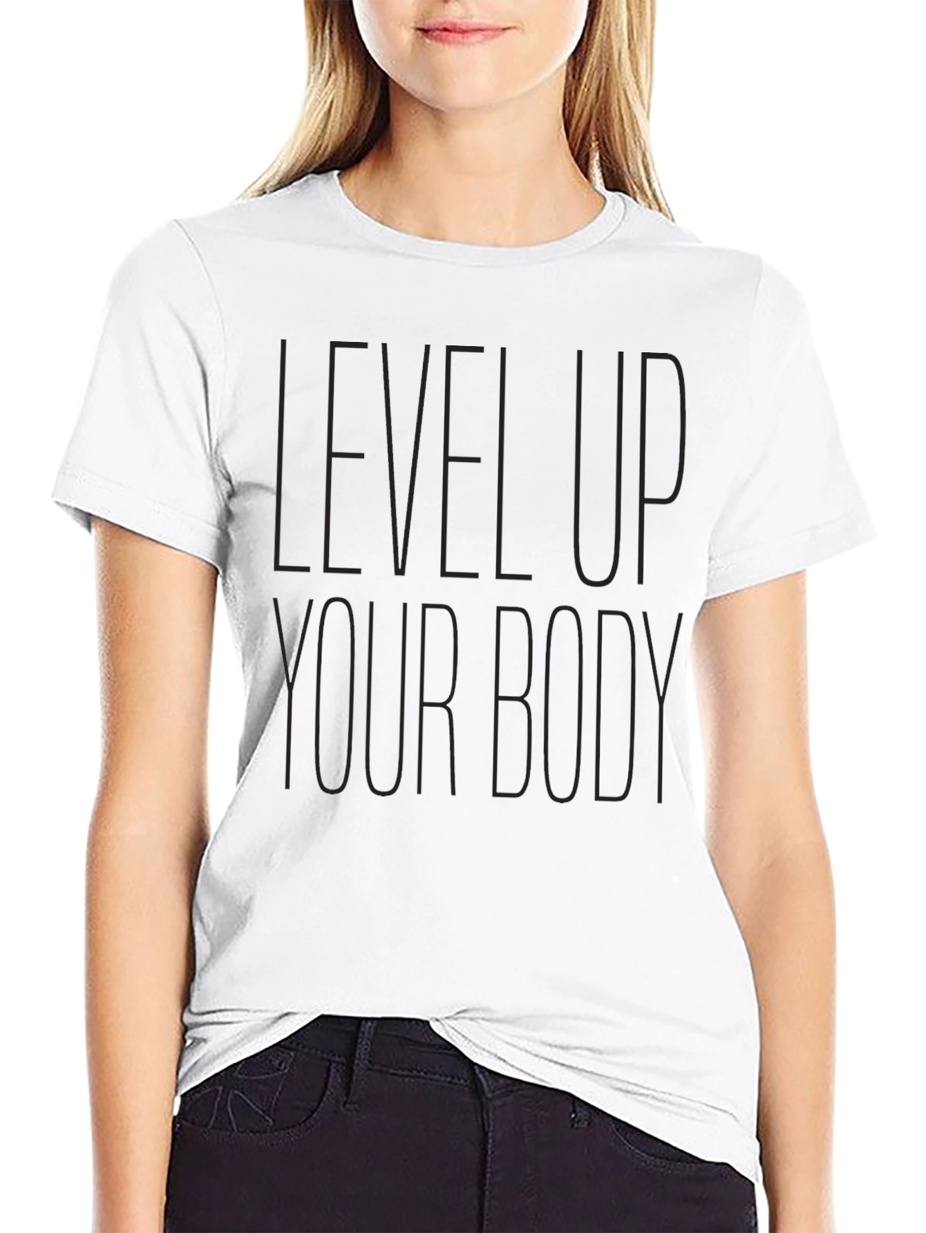Black Level Up Your Body Black Graphic Tee view 9