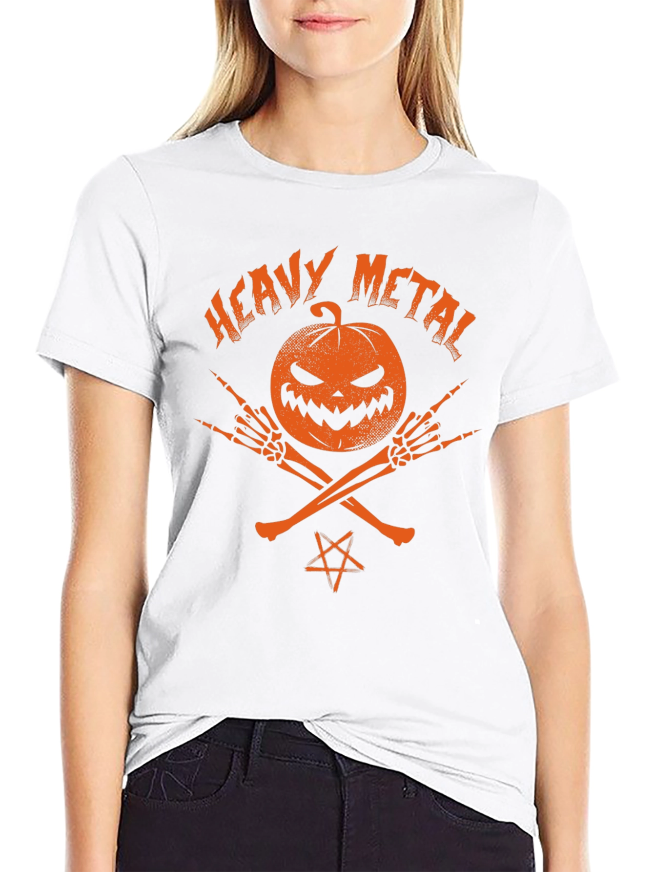 Black Heavy Metal Halloween Pumpkin T-Shirt view 9