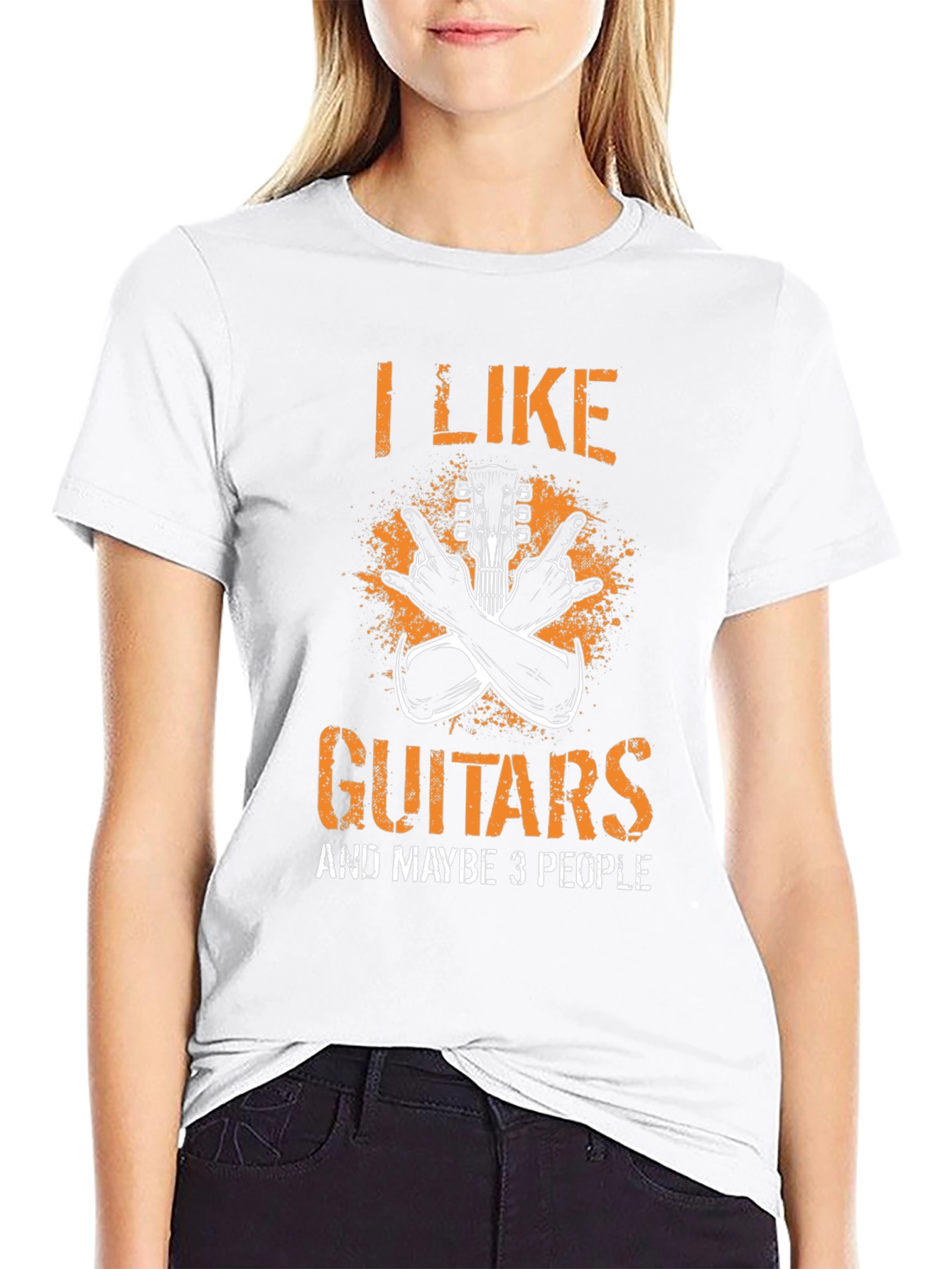 Black I Like Guitars and Maybe 3 People Graphic Tee view 9