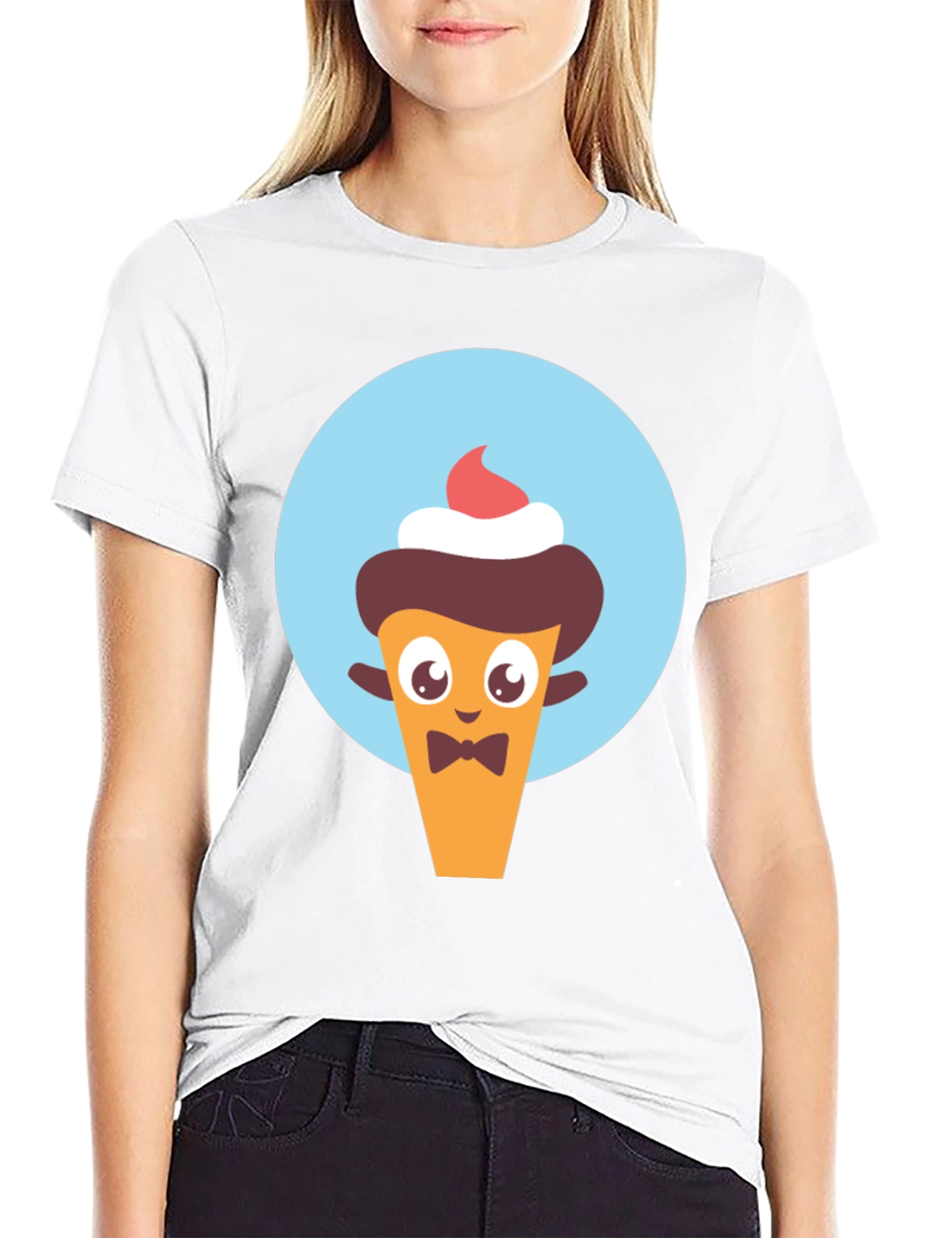 Black Cute Cartoon Dessert Character Graphic Tee view 9