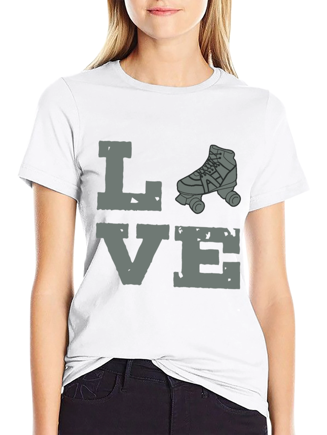 Black Love Roller Skating Graphic Tee - Unisex Black T-Shirt view 9