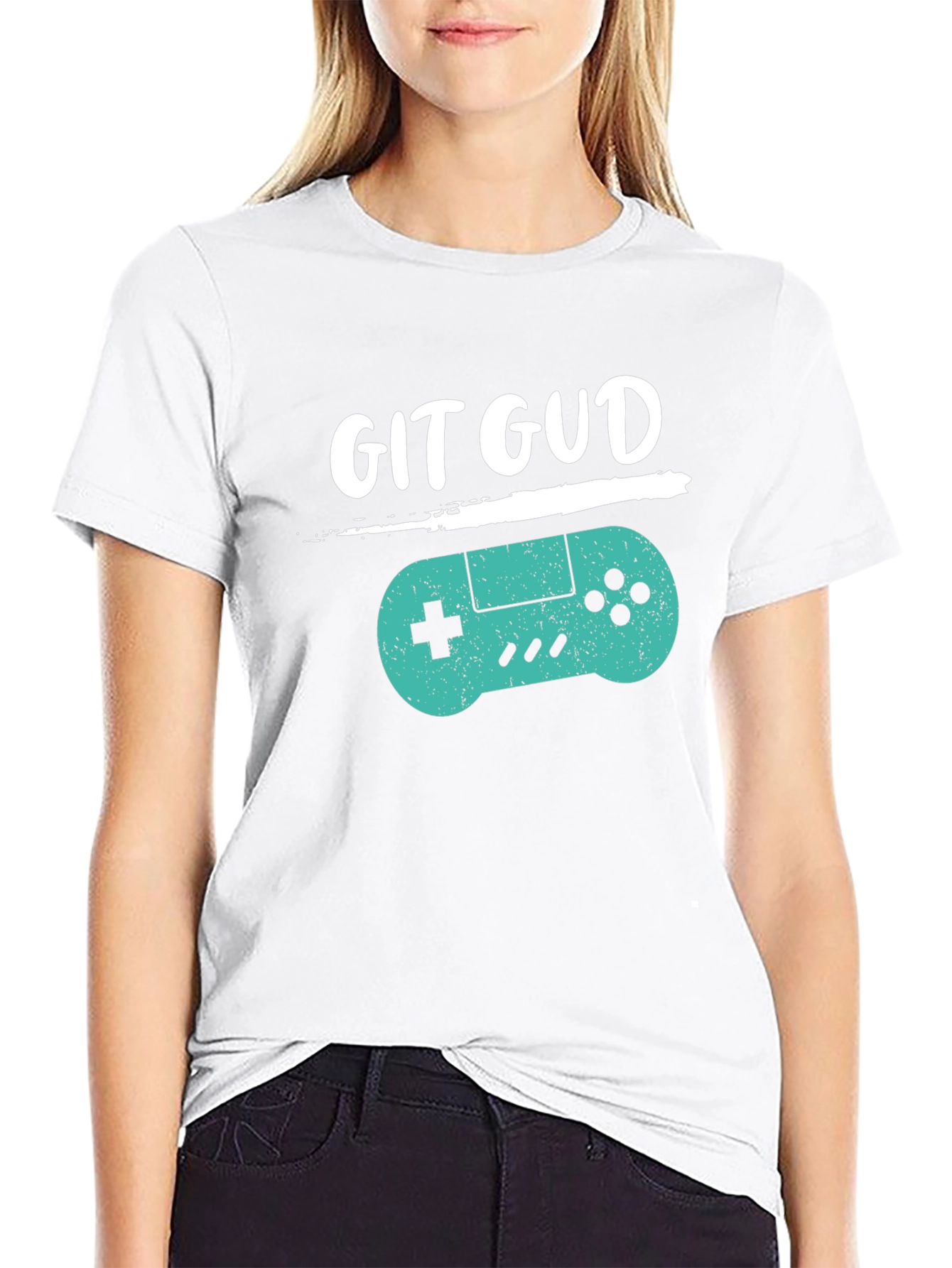 Black Git Gud Gamer T-Shirt - Black Cotton Blend Tee view 9