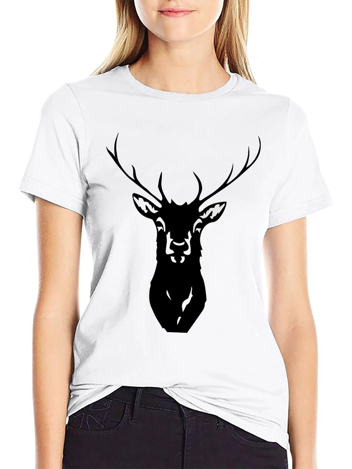 Black Men's Black Deer Graphic Tee - Casual Style view 9