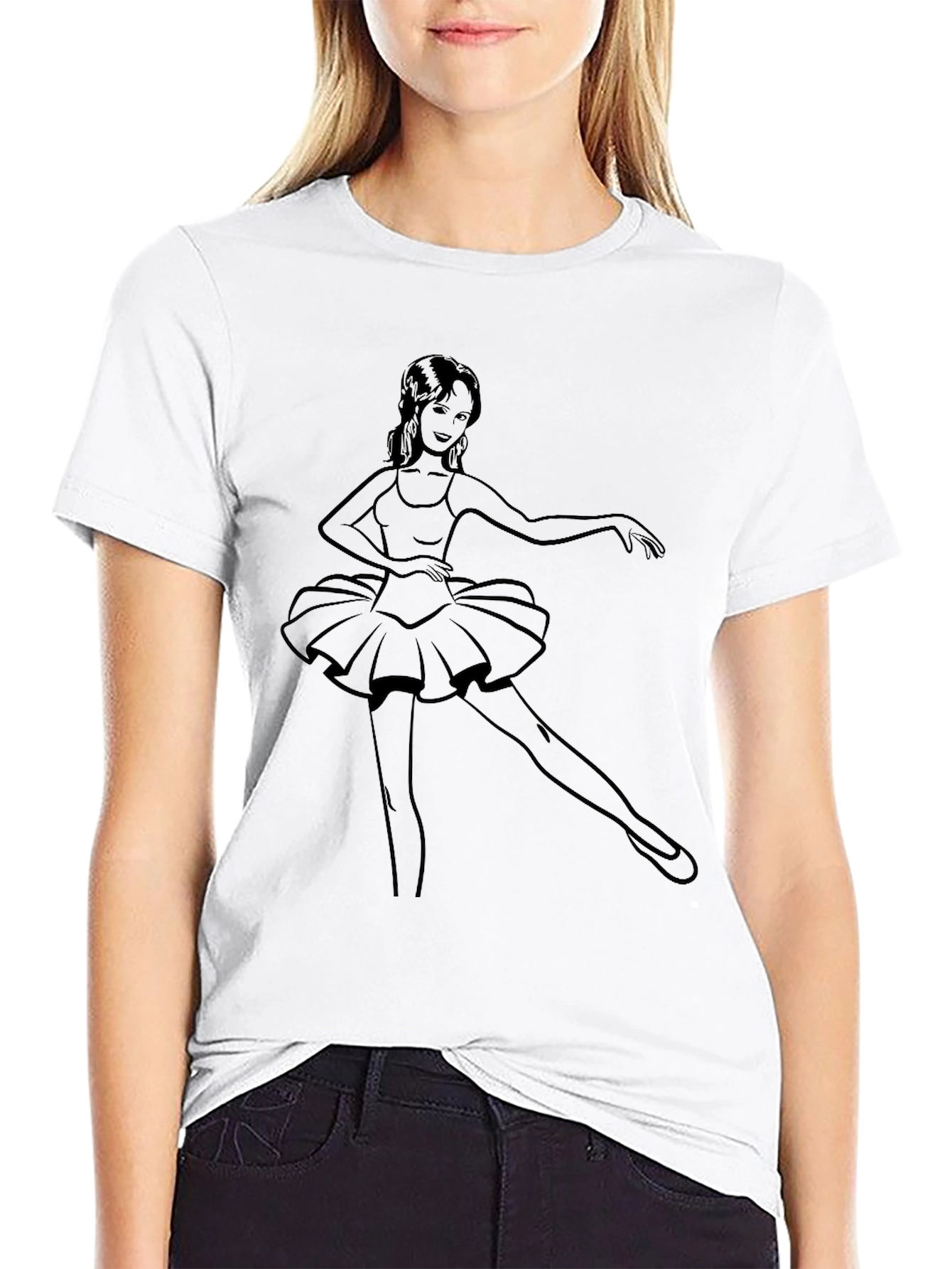 Black Ballerina Graphic Tee - Black Cotton Blend view 9