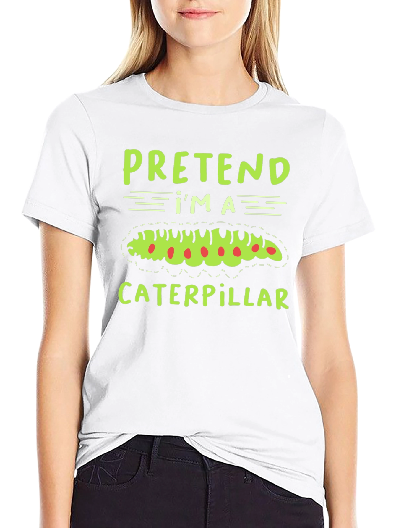Black Pretend I'm a Caterpillar Funny T-Shirt view 9