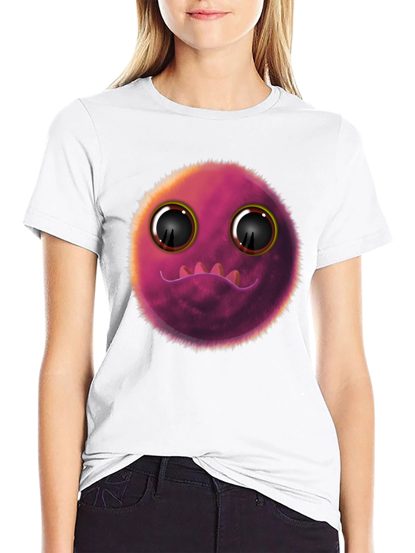 Black Fuzzy Monster Graphic Tee - Fun Novelty T-Shirt view 9