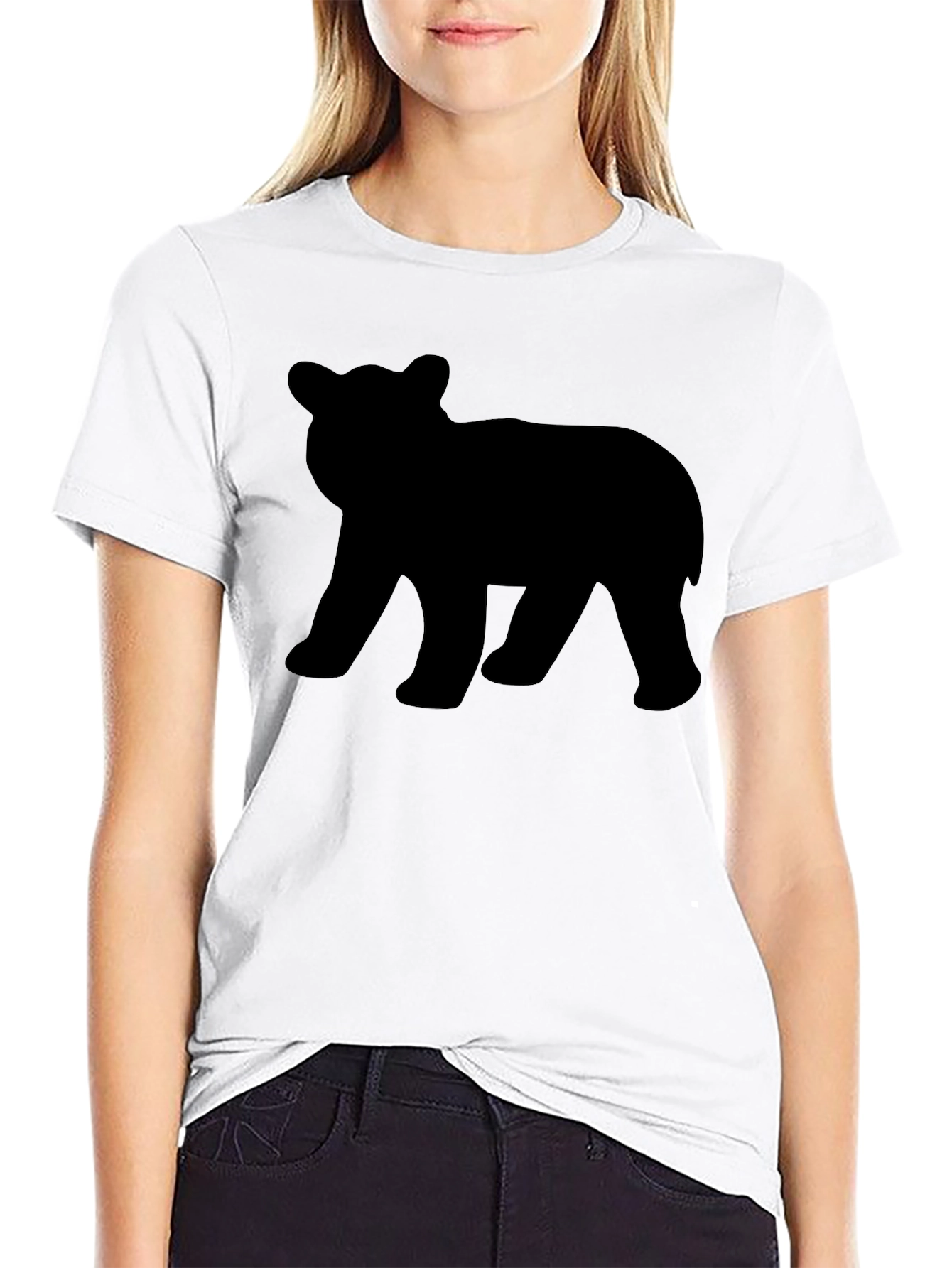 Black Bear Silhouette T-Shirt - Black Graphic Tee view 9