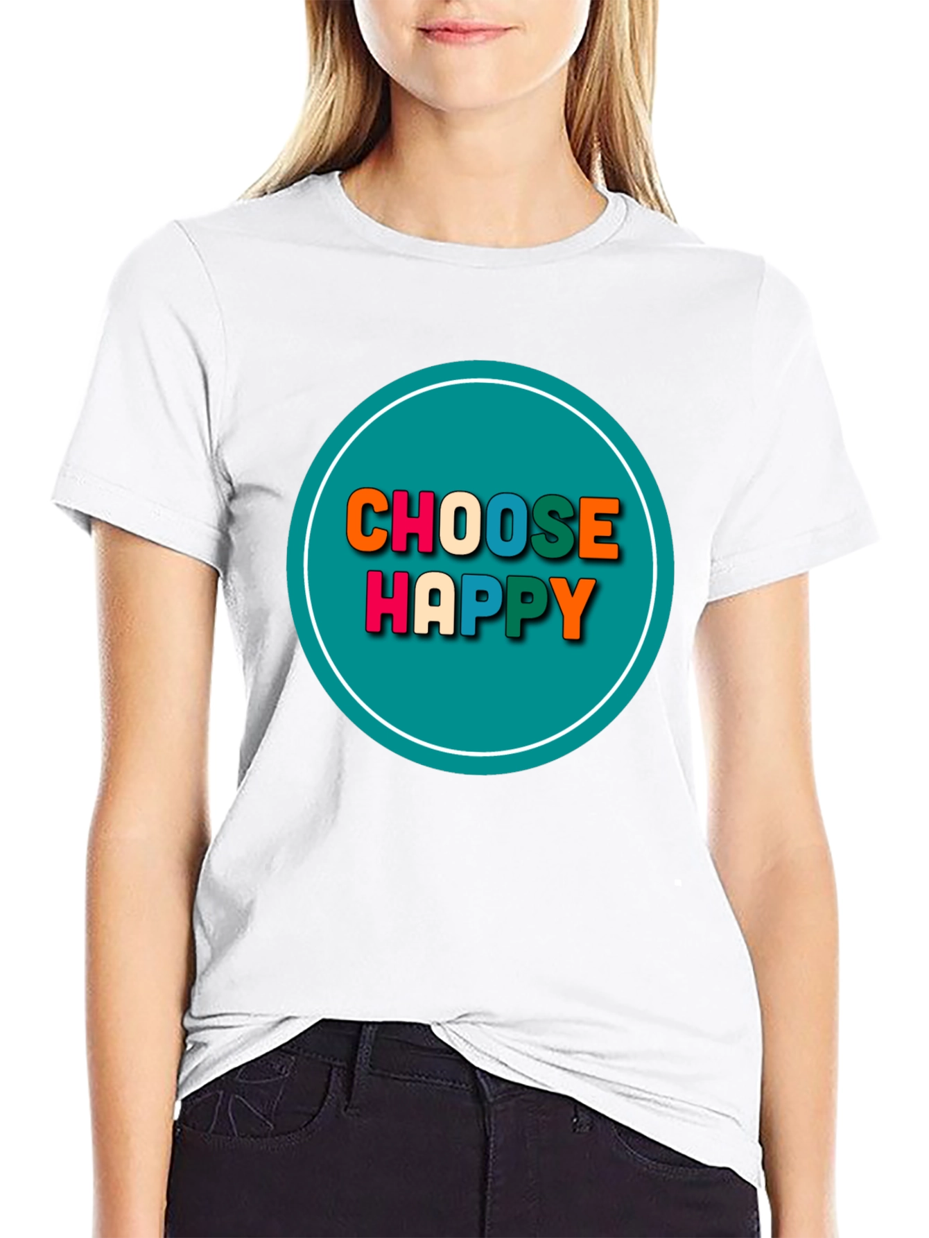 Black Choose Happy Graphic Tee - Positive Vibes T-Shirt view 9