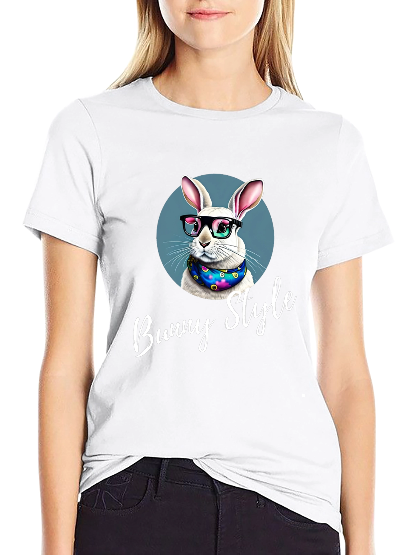 Black Bunny Style T-Shirt - Cool Rabbit Design view 9