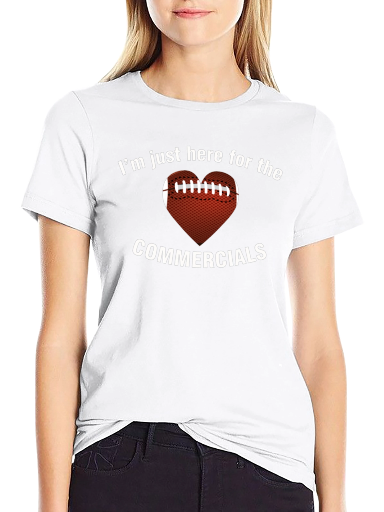 Black Football Heart Commercials T-Shirt view 9