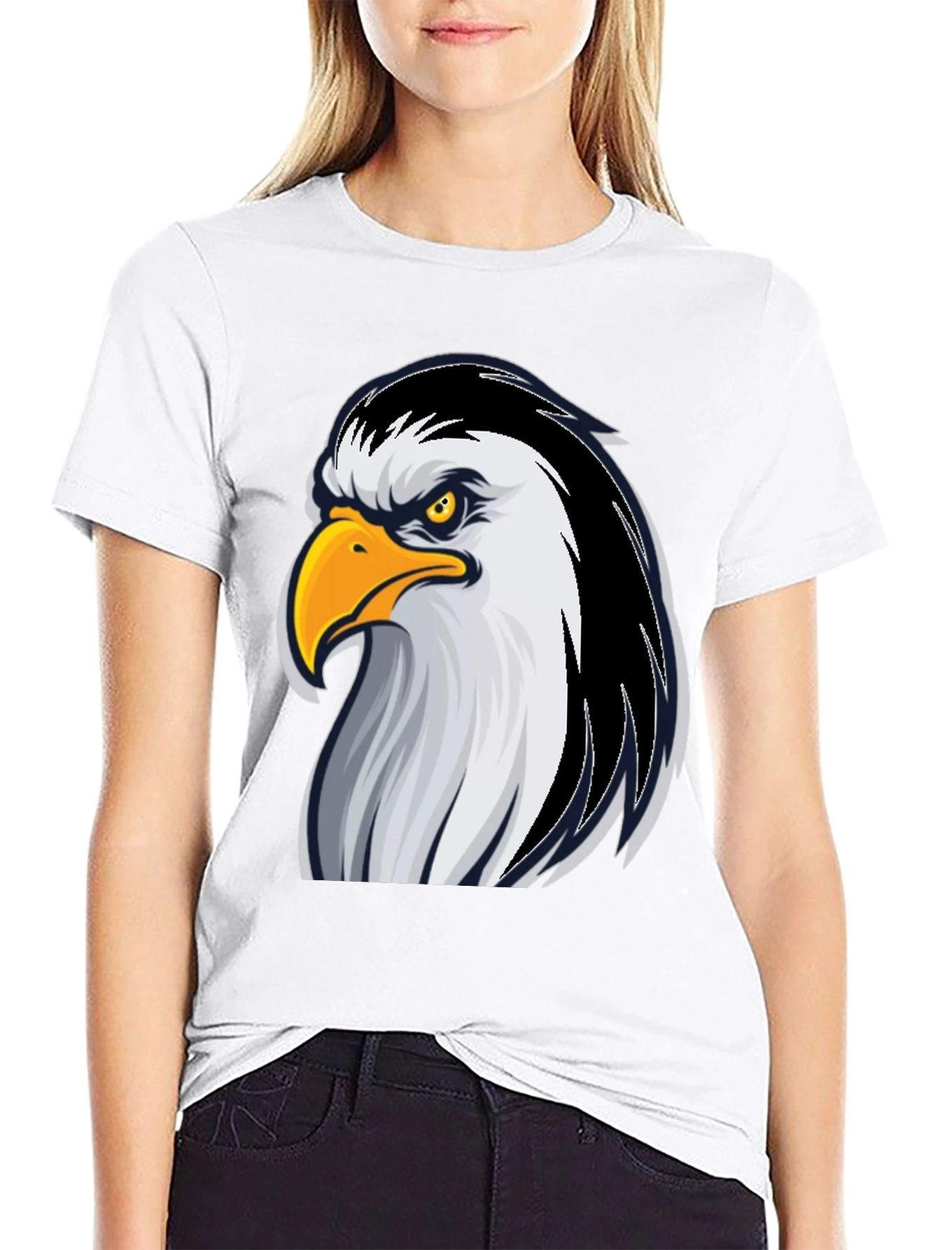 Black Eagle Graphic Tee - Bold Black Cotton T-Shirt view 9