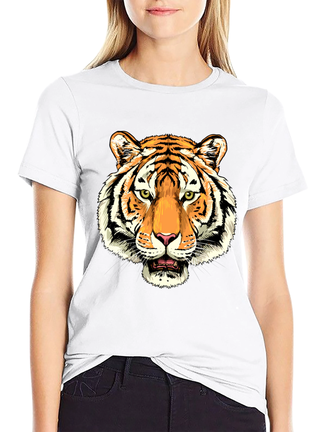 Black Tiger Graphic Print Black T-Shirt view 9