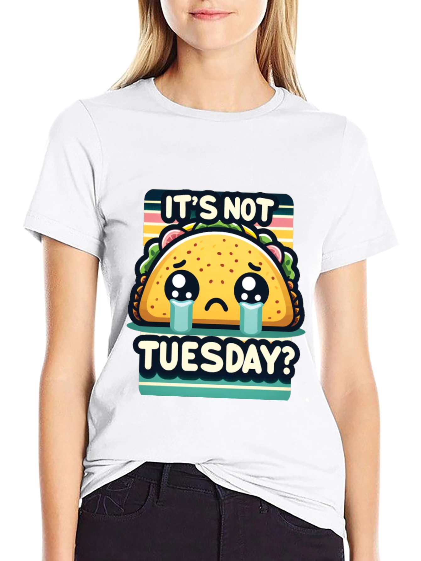 Black It's Not Tuesday Taco T-Shirt - Sad Taco Graphic Tee view 9