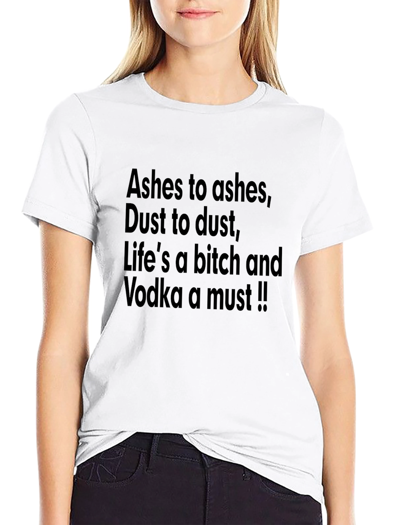 Black Funny Graphic Tee: Ashes to Ashes, Vodka a Must view 9