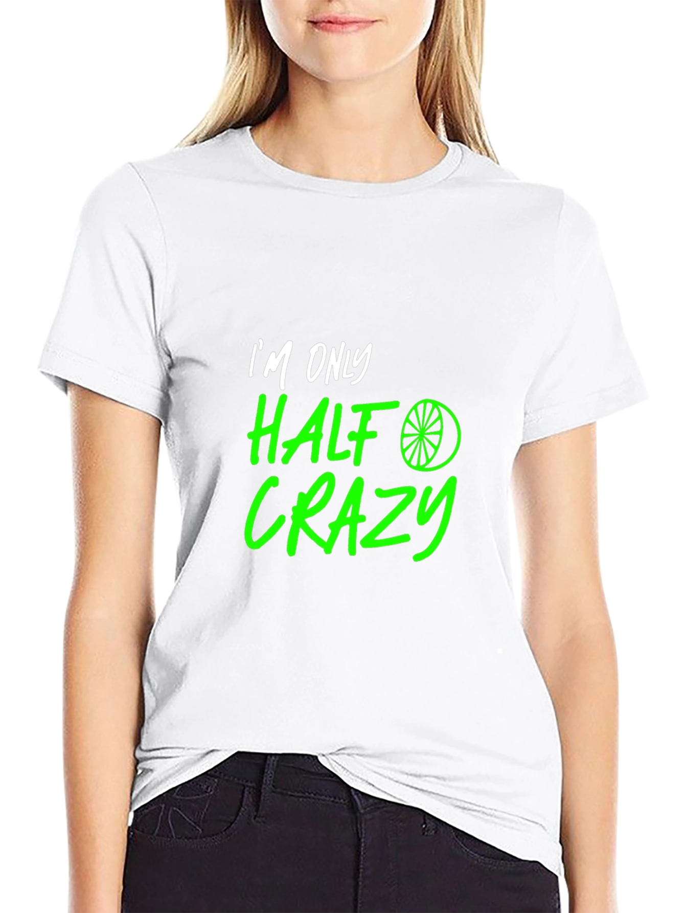 Black Half Crazy Graphic Tee - Funny Novelty T-Shirt view 9