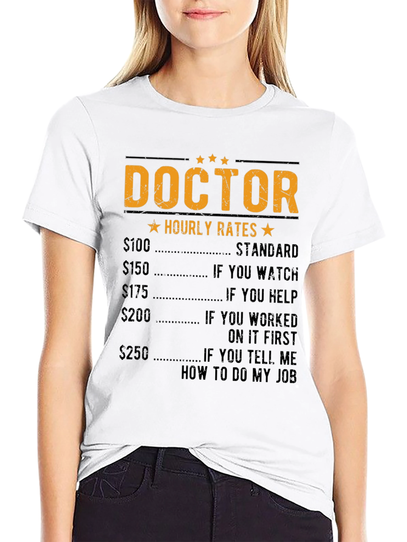 Black Doctor Hourly Rate Funny T-Shirt view 9