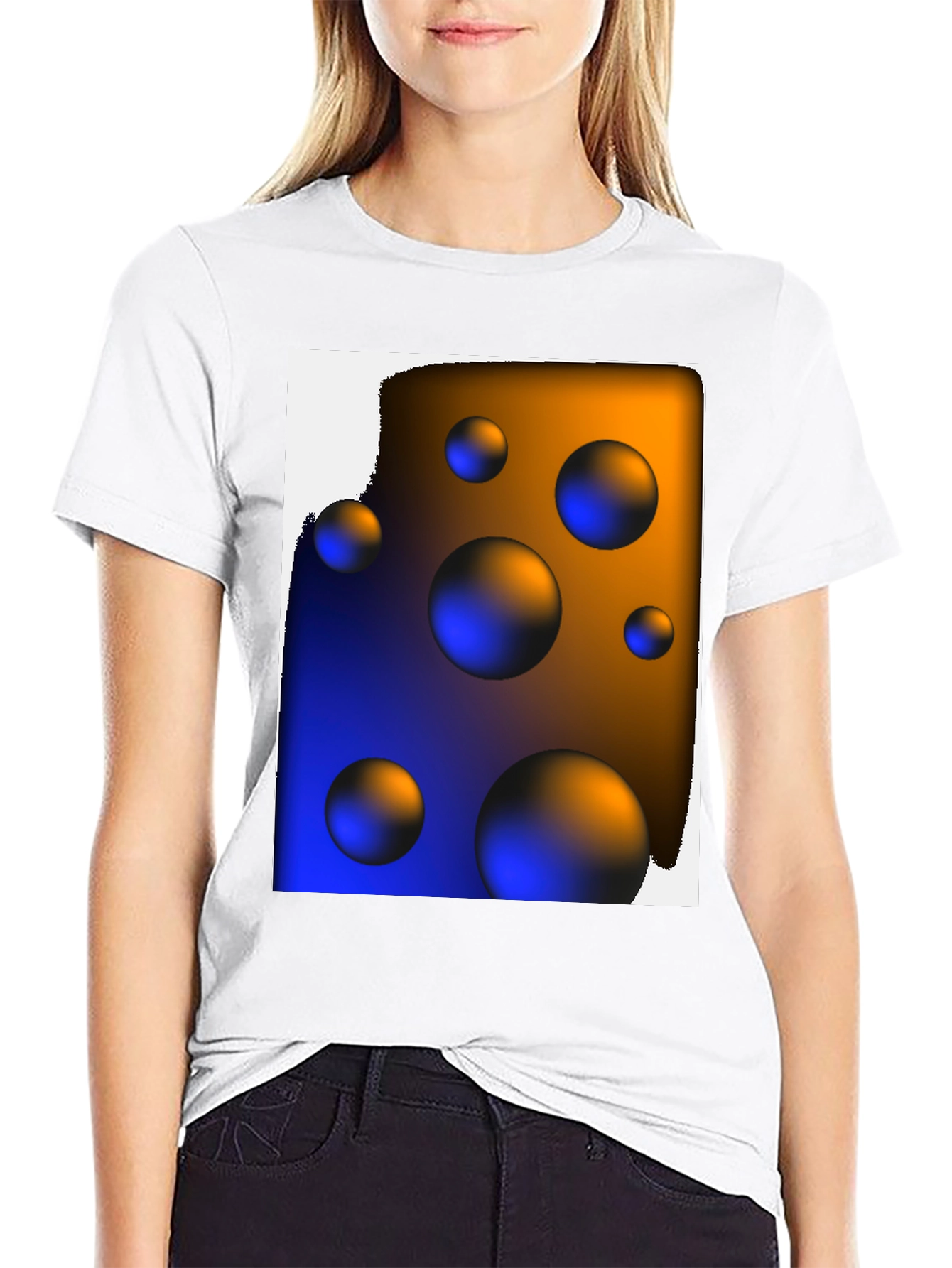Black Abstract Spheres Graphic T-Shirt view 9