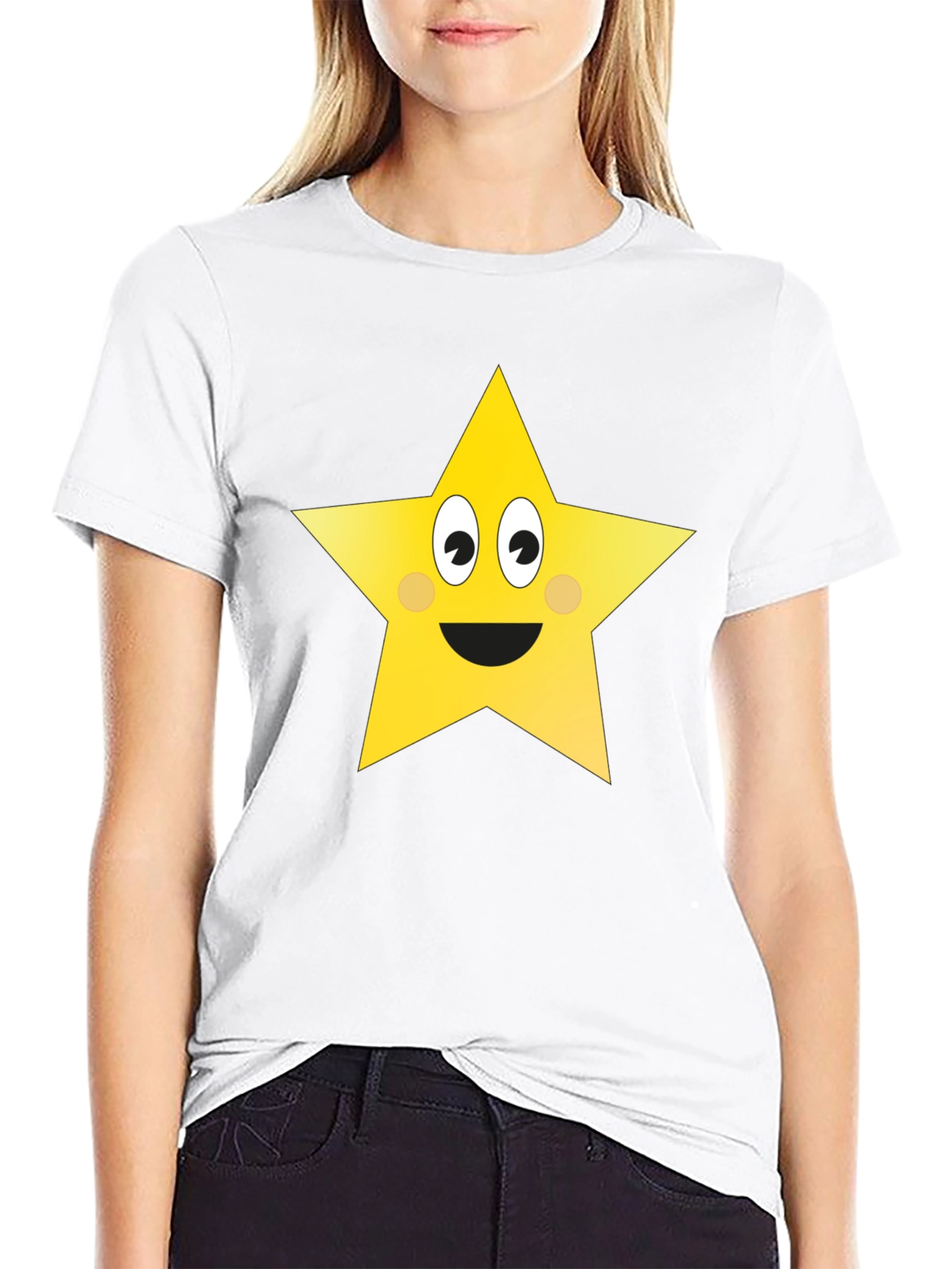 Black Funny Star Graphic Tee - Black Cotton T-Shirt view 9