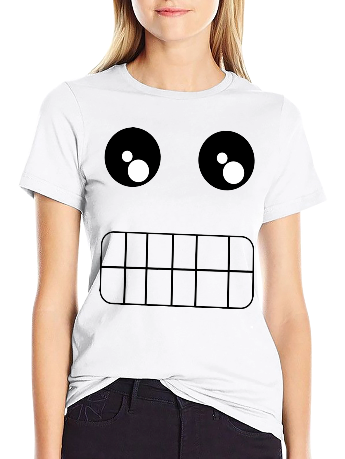 Black Funny Graphic Face T-Shirt view 9