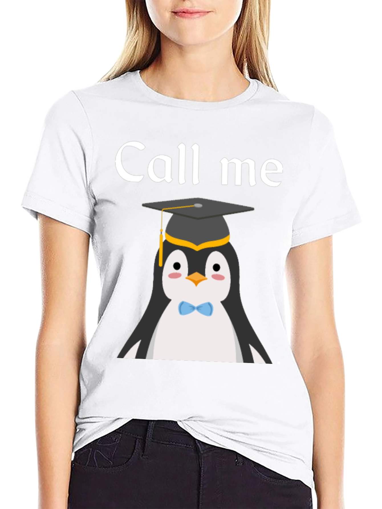 Black Call Me Penguin Graduate T-Shirt view 9