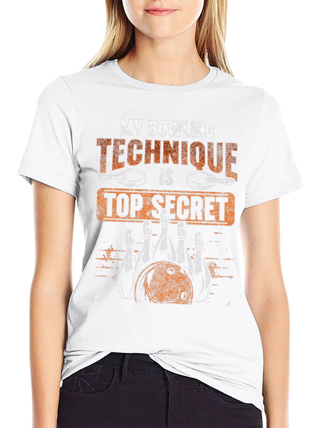 Black Bowling Technique Top Secret Graphic T-Shirt view 9