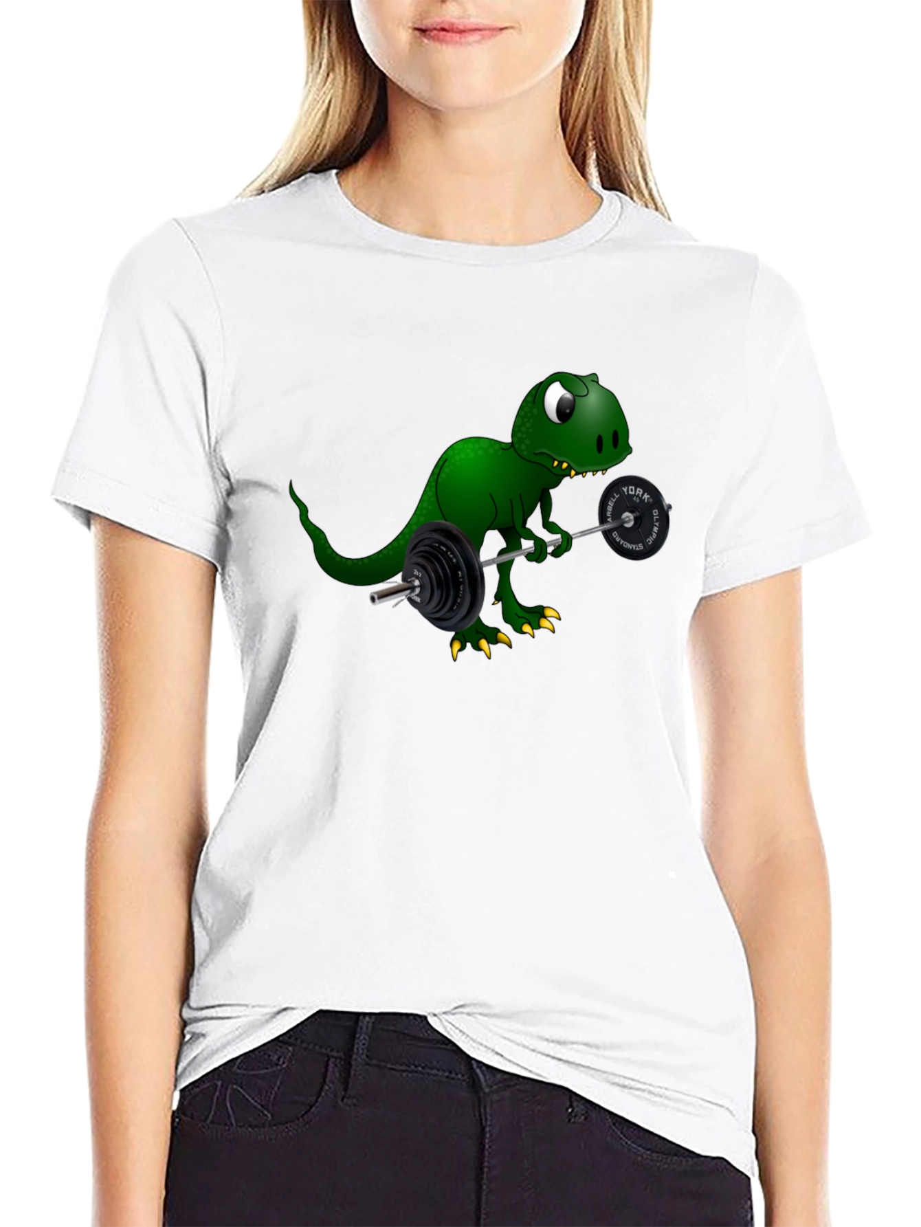 Black Dino Lifting Barbell Graphic Tee view 9