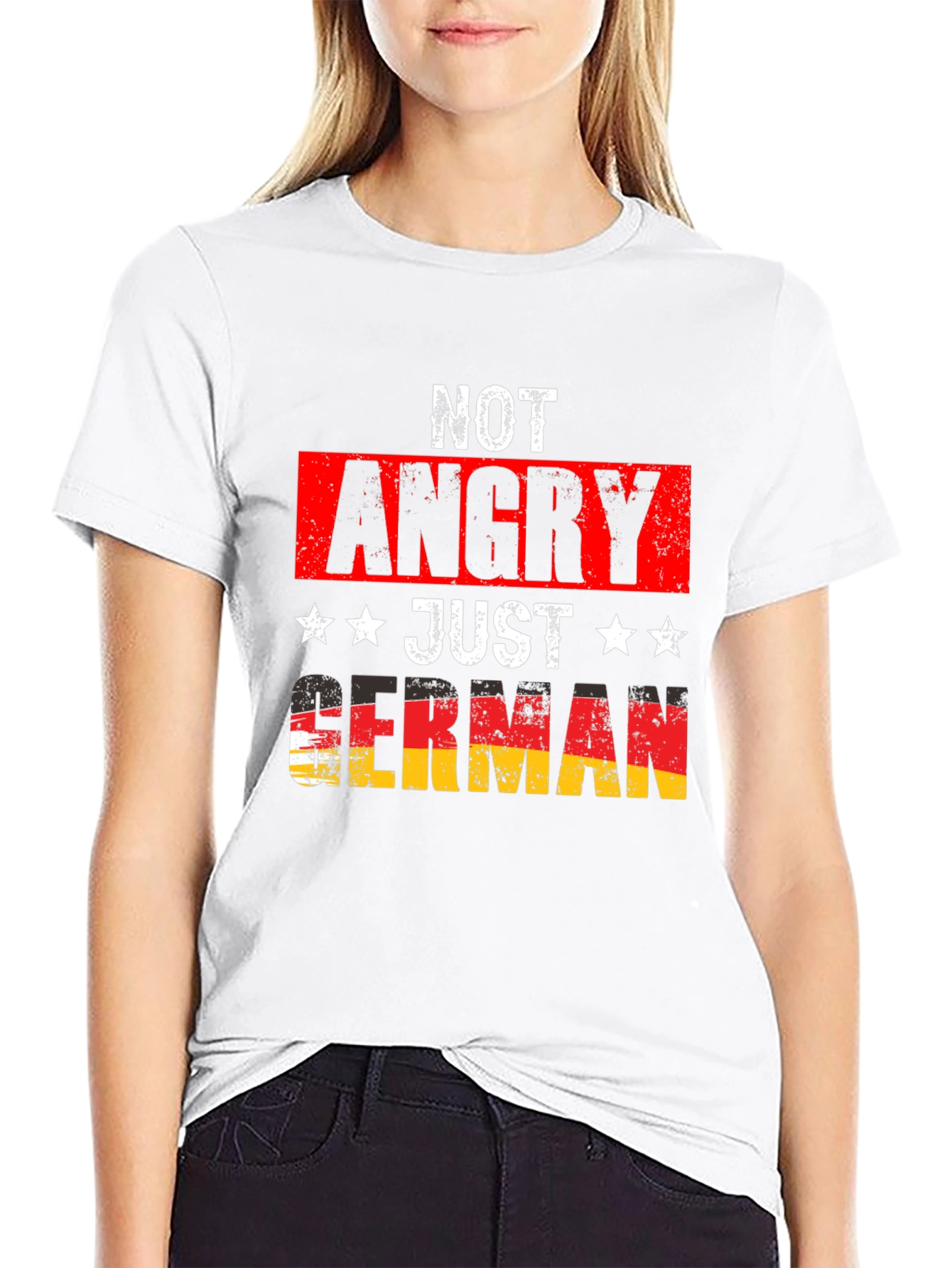 Black Funny German Pride T-Shirt - Not Angry Just German view 9