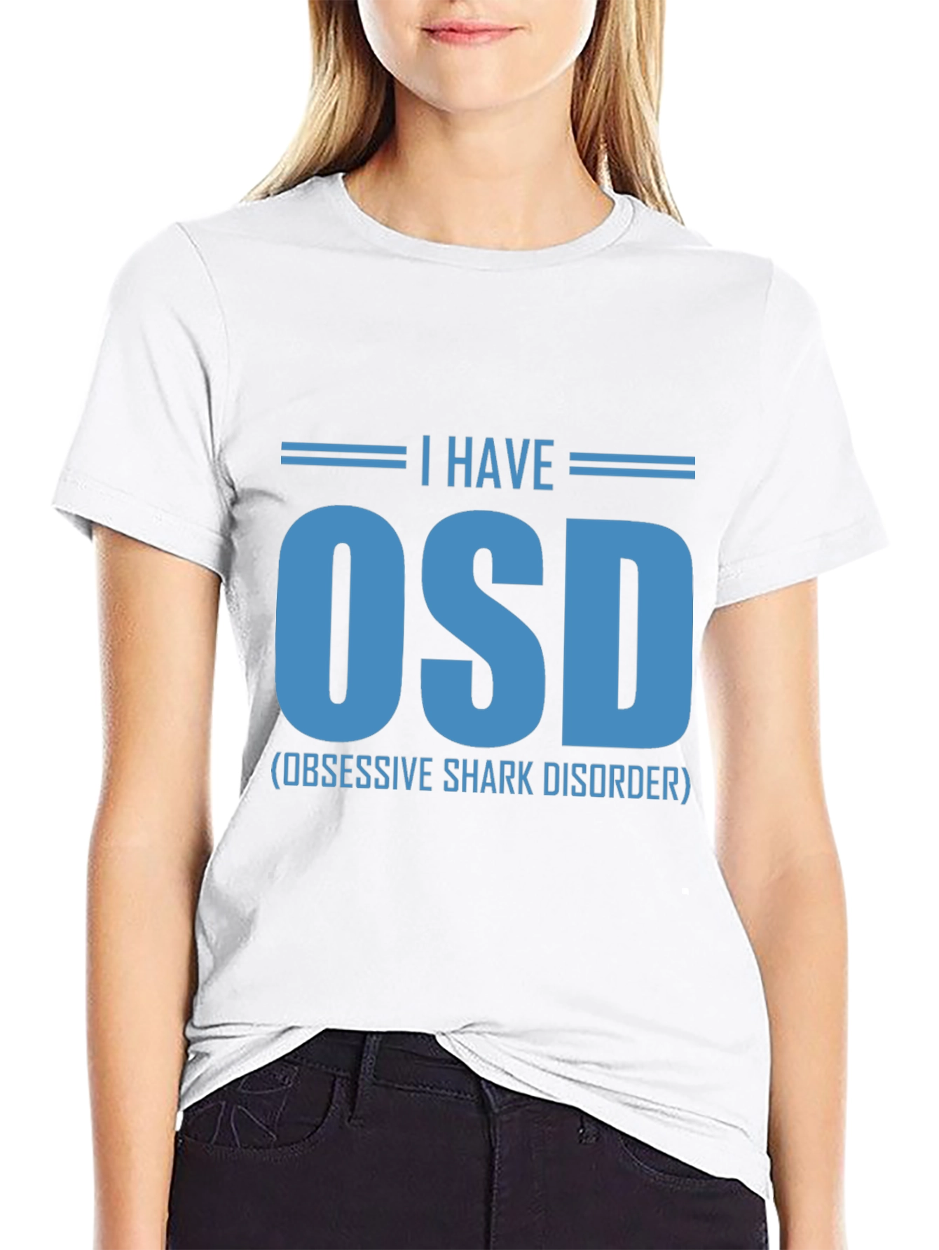 Black Obsessive Shark Disorder T-Shirt, Funny OSD Tee view 9