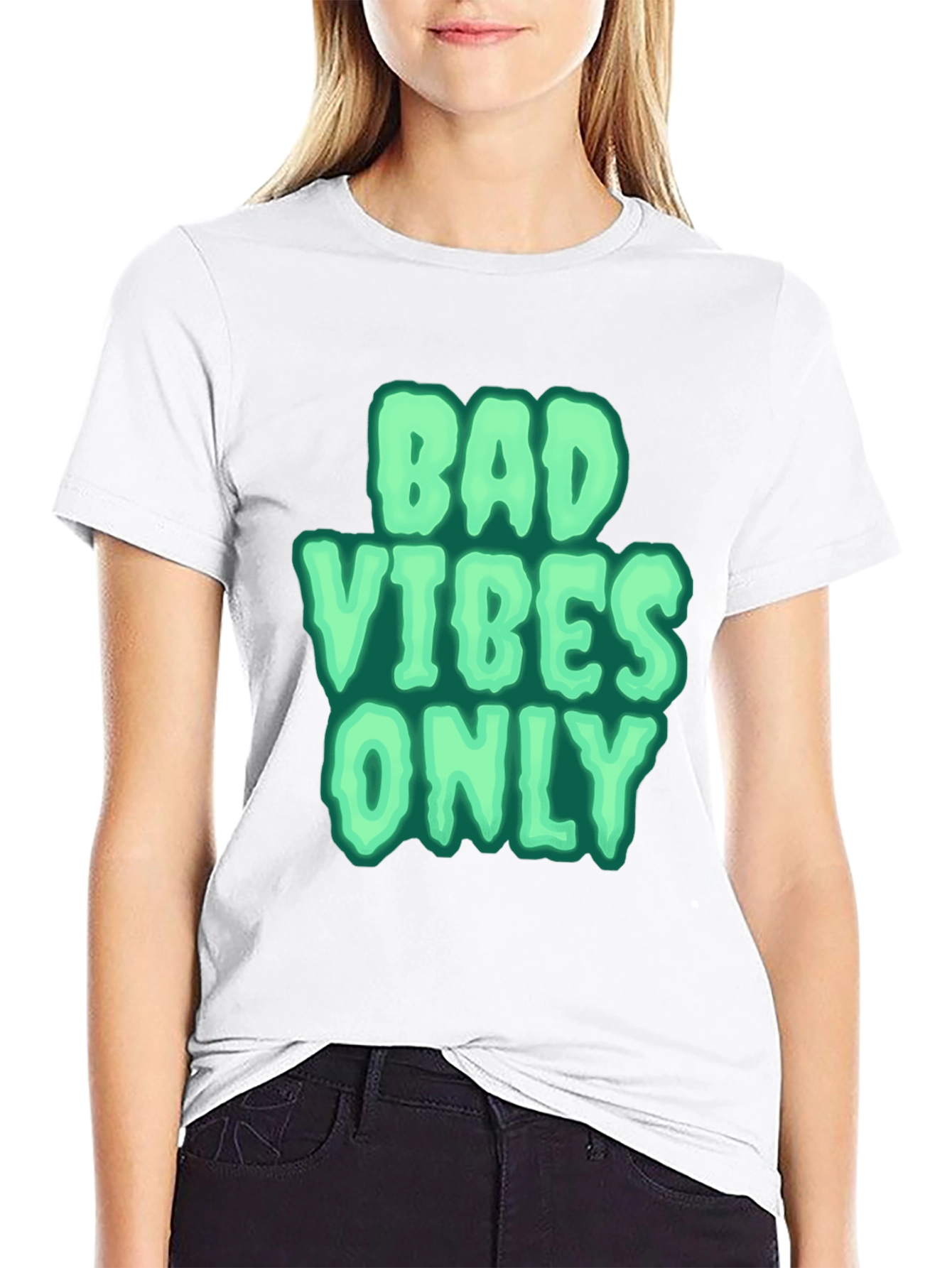 Black Bad Vibes Only Graphic Tee - Black view 9