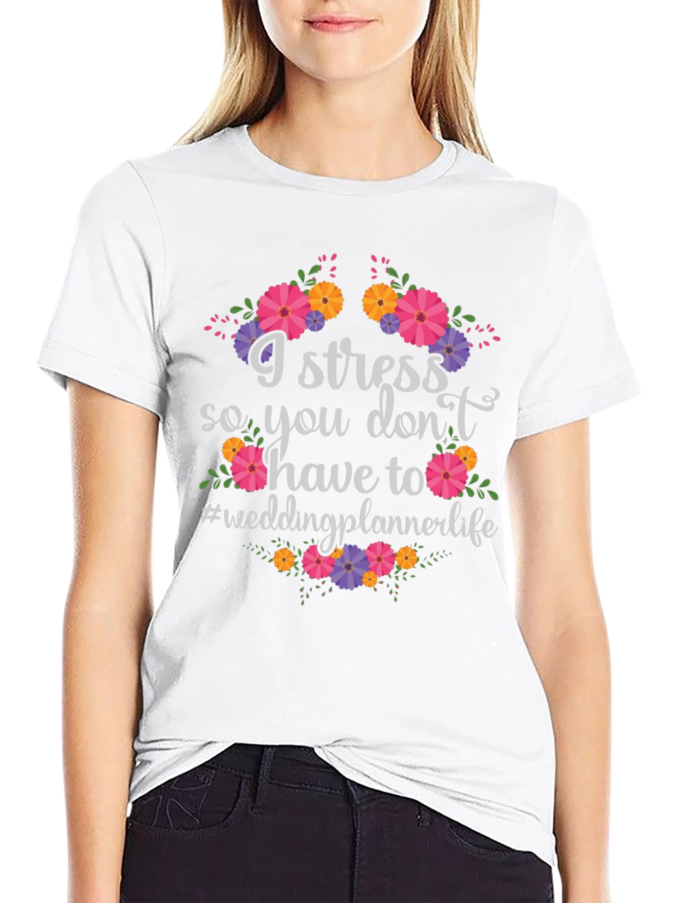 Black I Stress Wedding Planner T-Shirt view 9