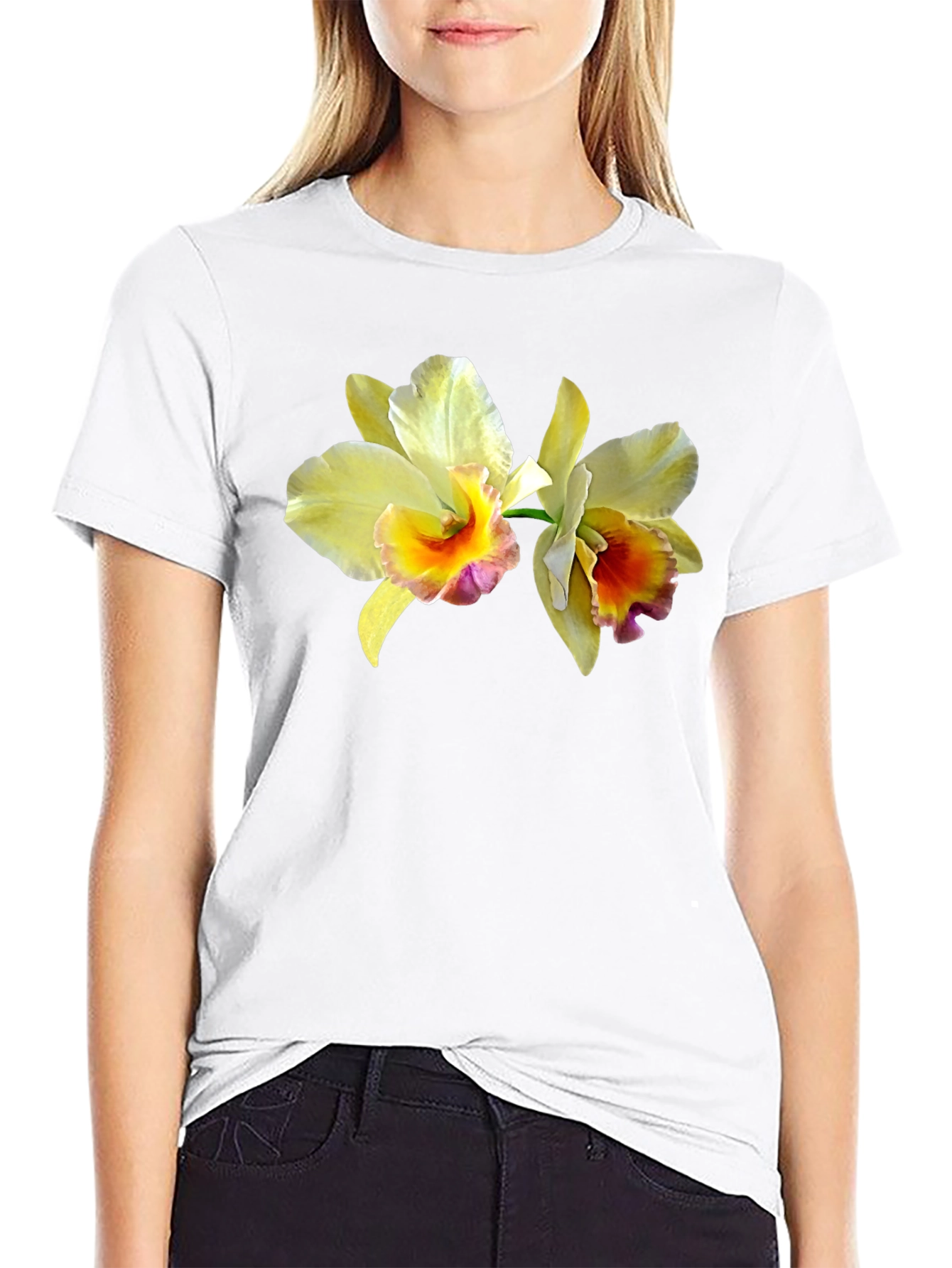 Floral Print T-Shirt: Stylish Orchid Design - 9