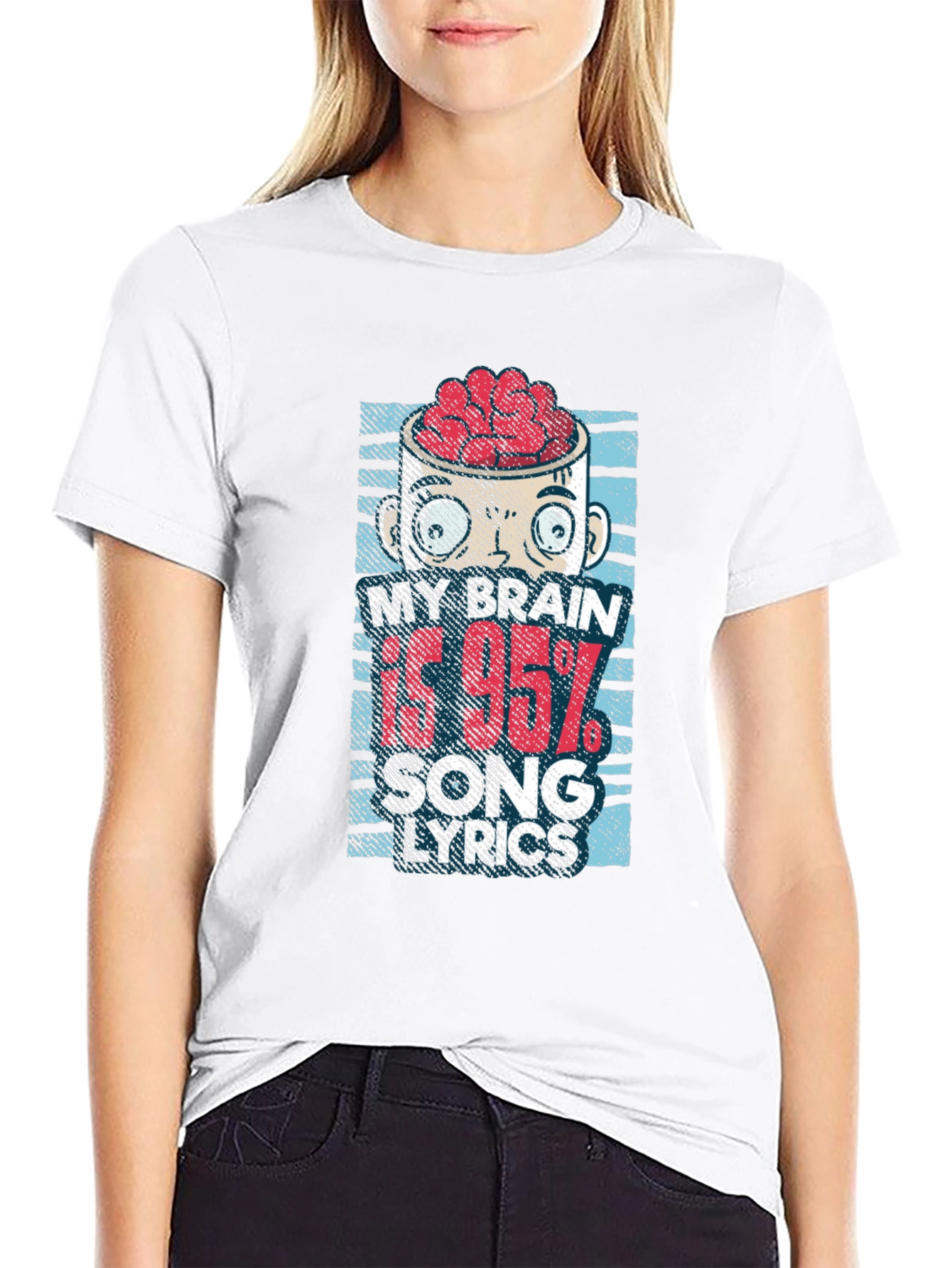 Black My Brain is 95% Song Lyrics T-Shirt view 9