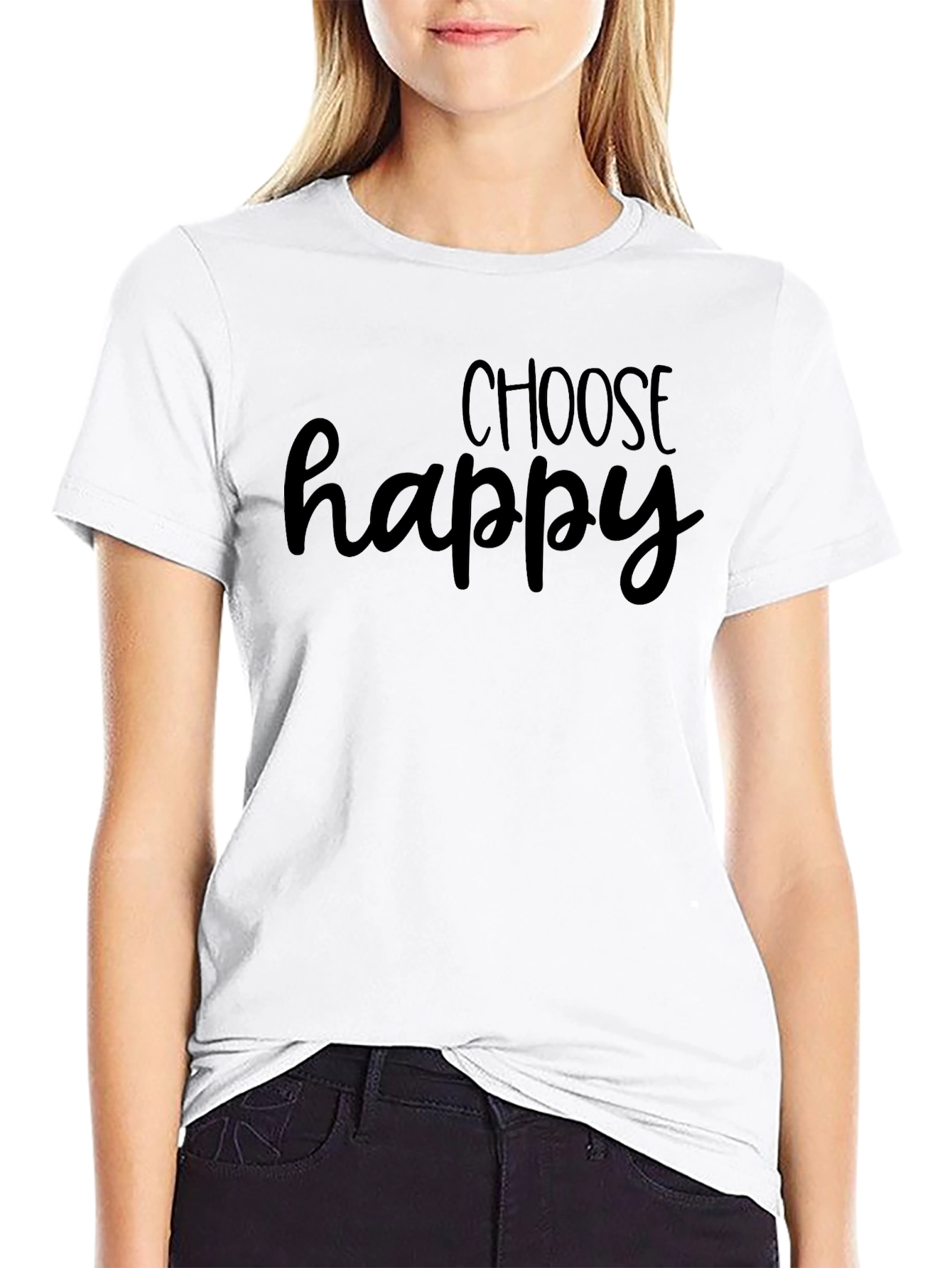 Black Choose Happy Graphic Tee - Black T-Shirt view 9