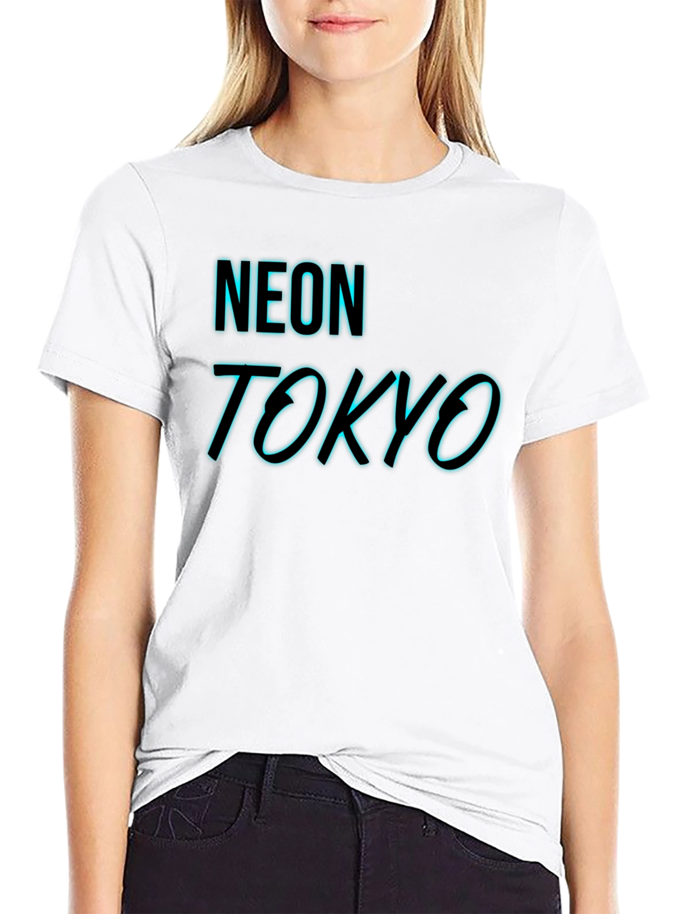 Black Neon Tokyo Graphic Tee - Black Cotton Blend view 9