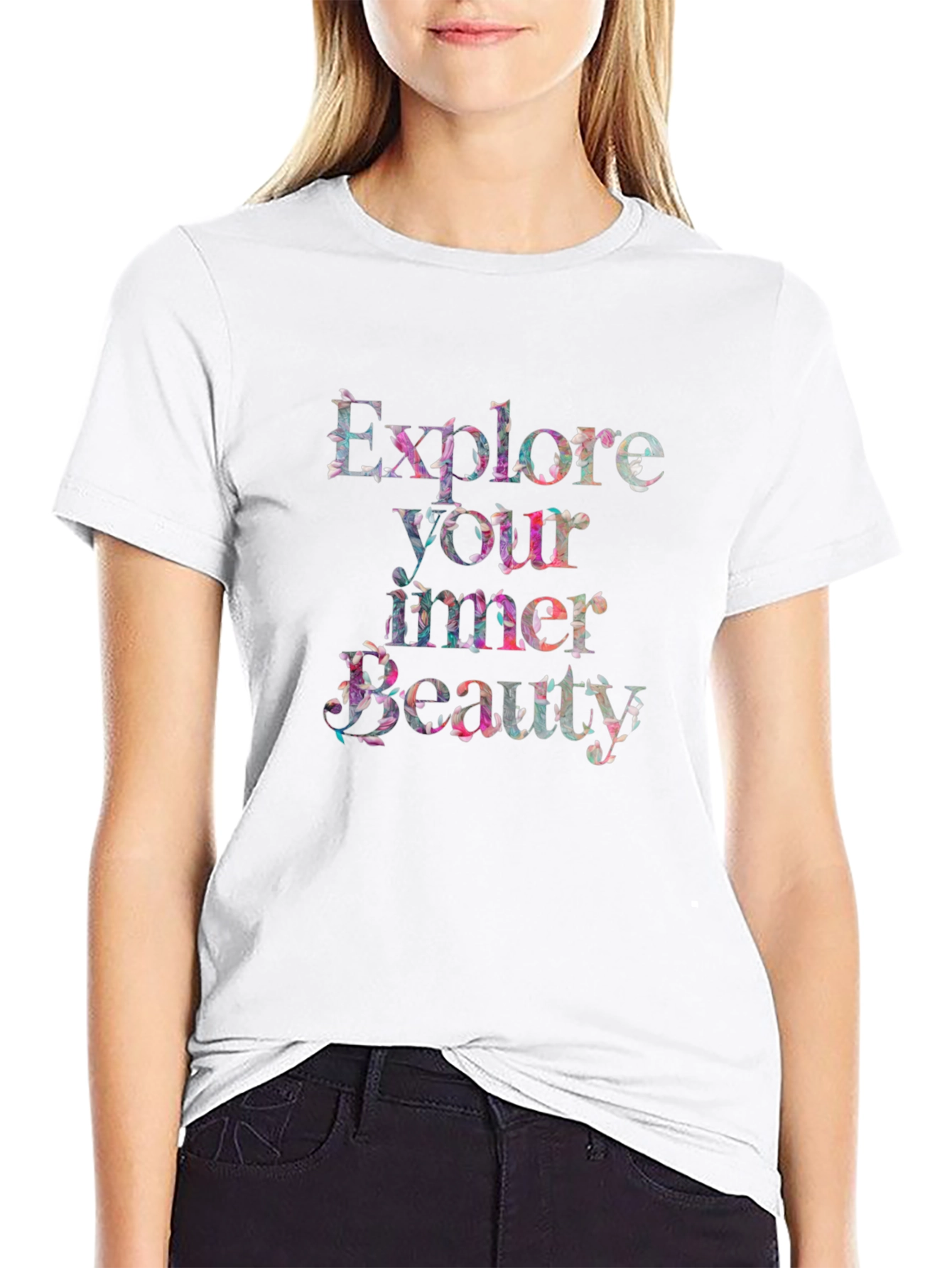 Black Explore Your Inner Beauty Graphic T-Shirt - Black view 9