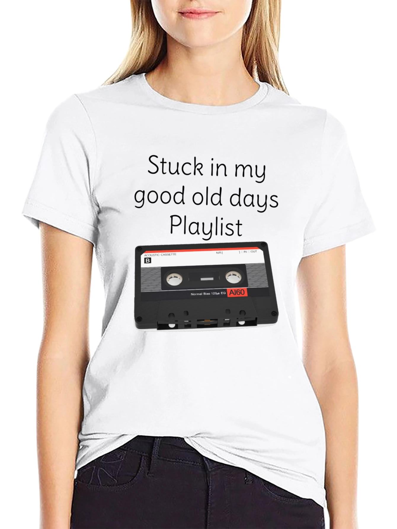 Black Retro Mixtape T-Shirt - Good Old Days Playlist view 9