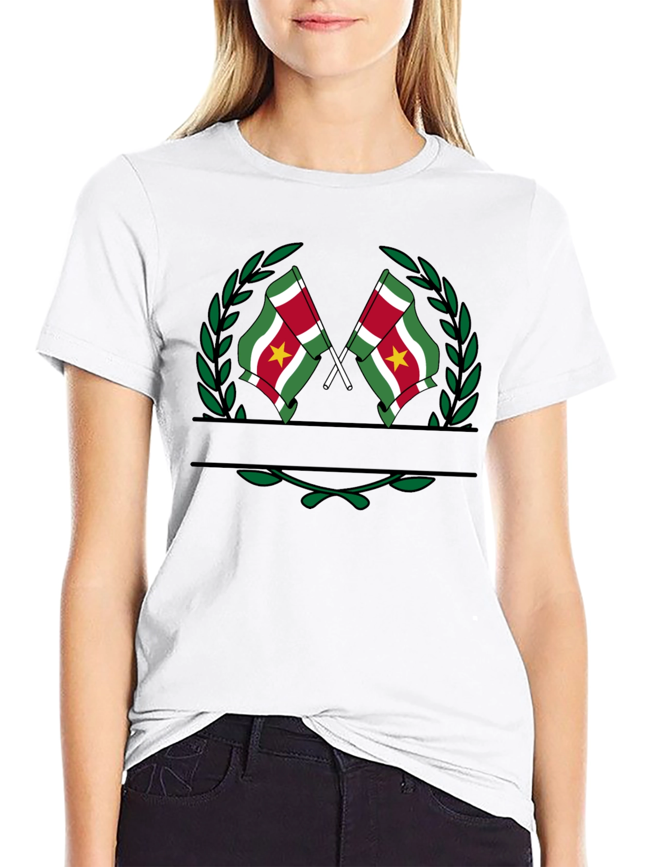 Black Suriname Flag T-Shirt - Black Graphic Tee view 9