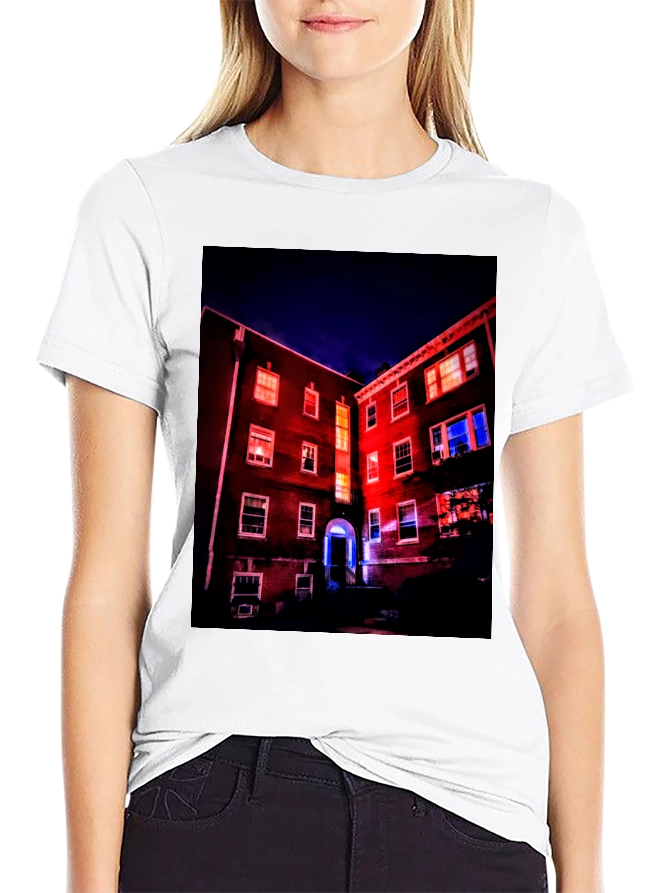 Black Illuminated Building Graphic Tee view 9