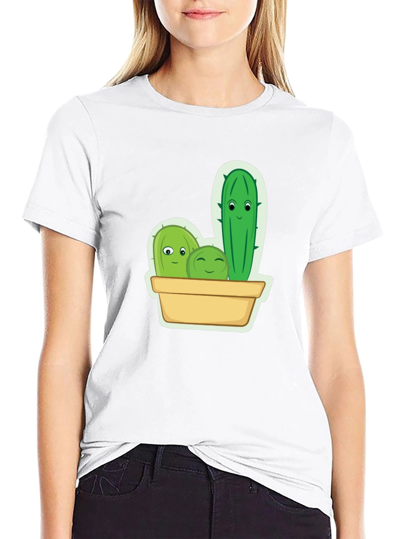 Black Cute Cactus Crew Graphic Tee view 9
