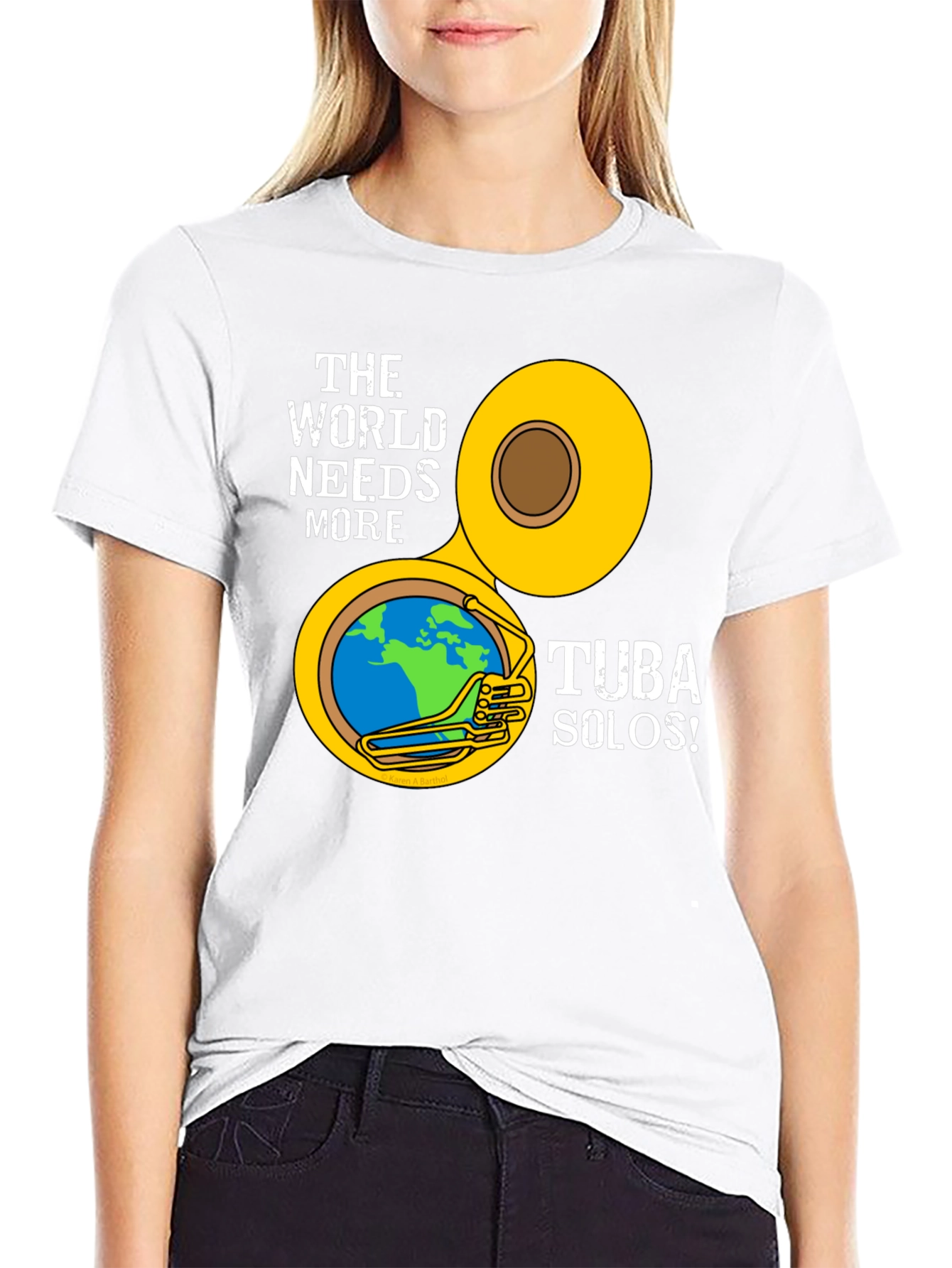 Black World Needs More Tuba Solos Black T-Shirt view 9