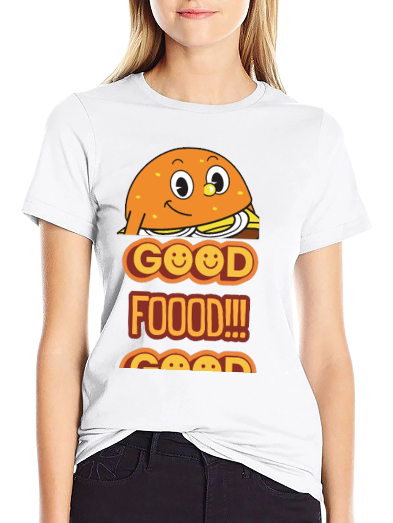 Black Good Food Burger Graphic Tee - Unisex Black T-Shirt view 9