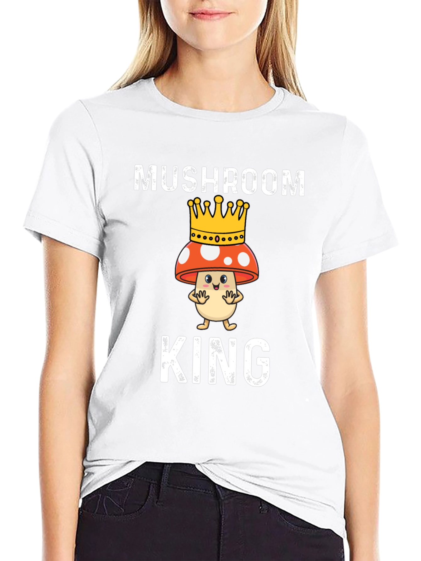 Black Mushroom King T-Shirt - Funny Graphic Tee view 9