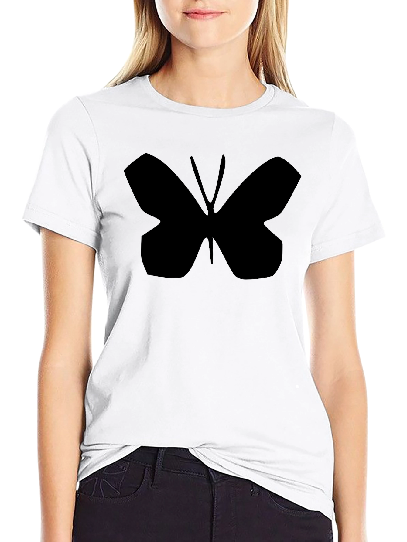 Black Butterfly Graphic Tee - Stylish Black Cotton T-Shirt view 9