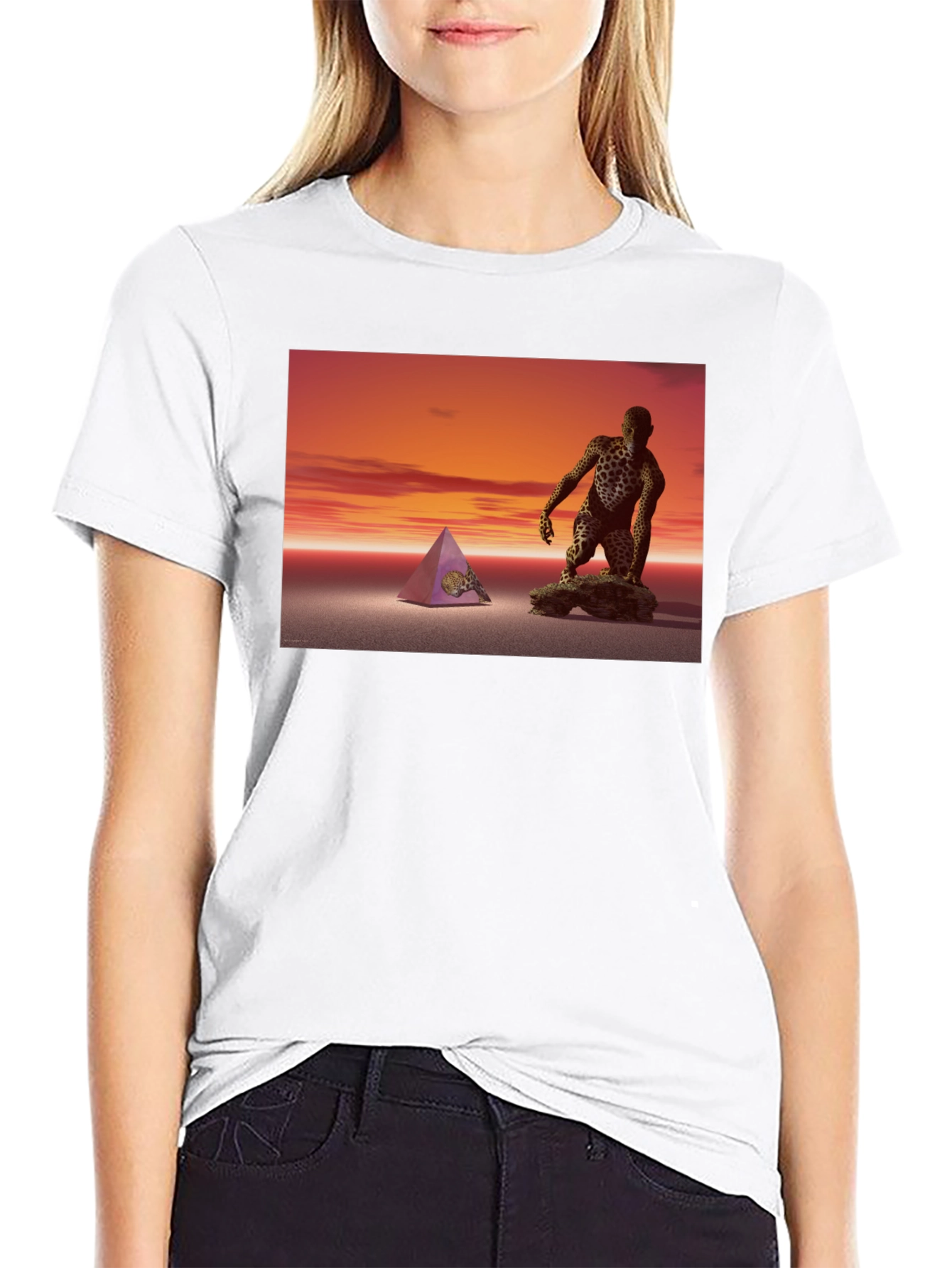 Black Surreal Pyramid & Figure Tee view 9